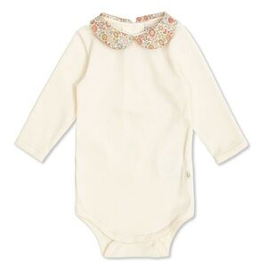 Bonpoint Baby Girls Cygne Liberty Collar Cream Bodysuit - Size 6M